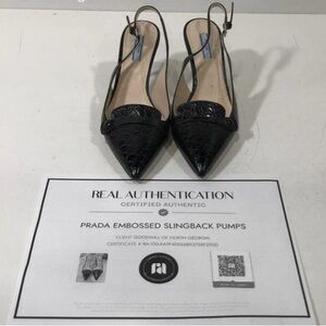 Prada Black Embossed Slingback Flats